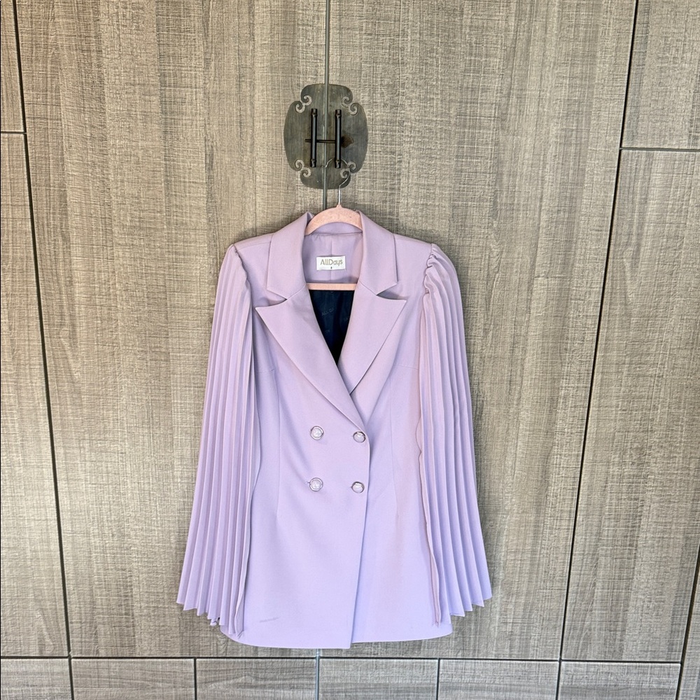 AllDays Lavender Open Pleated Sleeves Blazer Dress